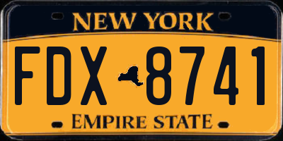 NY license plate FDX8741
