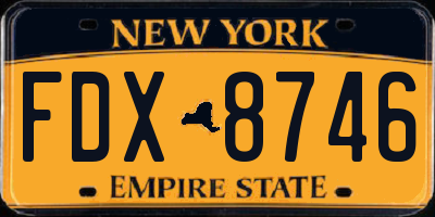NY license plate FDX8746