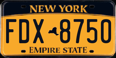 NY license plate FDX8750