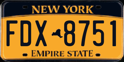 NY license plate FDX8751