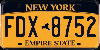 NY license plate FDX8752