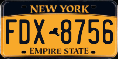 NY license plate FDX8756