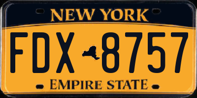 NY license plate FDX8757