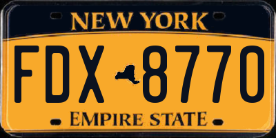 NY license plate FDX8770