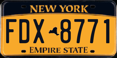 NY license plate FDX8771