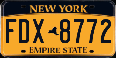 NY license plate FDX8772