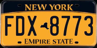 NY license plate FDX8773