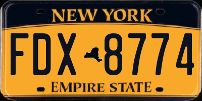 NY license plate FDX8774