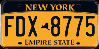 NY license plate FDX8775