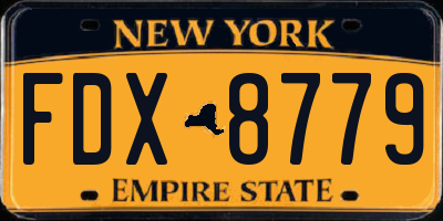 NY license plate FDX8779