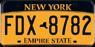 NY license plate FDX8782
