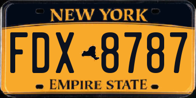 NY license plate FDX8787