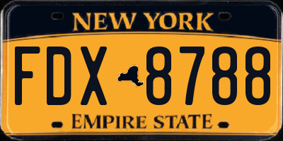 NY license plate FDX8788