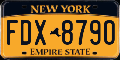 NY license plate FDX8790