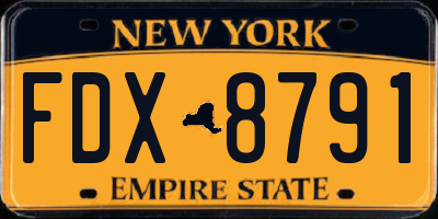 NY license plate FDX8791
