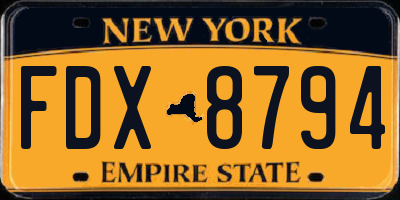 NY license plate FDX8794