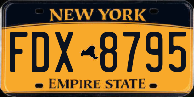 NY license plate FDX8795