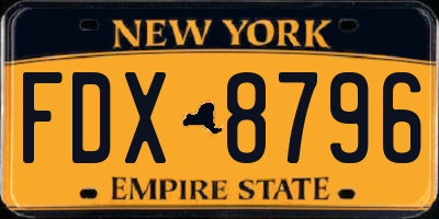 NY license plate FDX8796