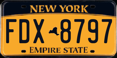 NY license plate FDX8797