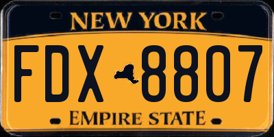 NY license plate FDX8807
