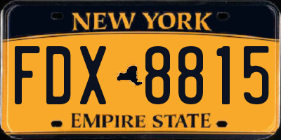 NY license plate FDX8815