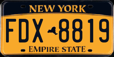 NY license plate FDX8819