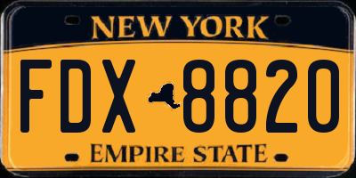 NY license plate FDX8820