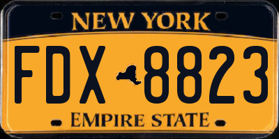 NY license plate FDX8823