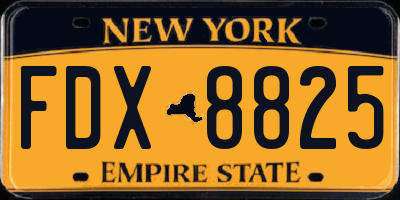 NY license plate FDX8825