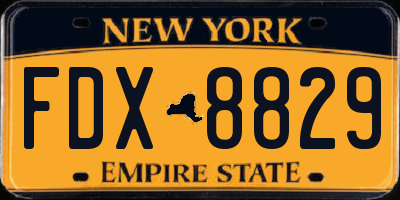 NY license plate FDX8829