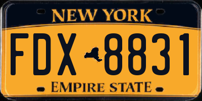 NY license plate FDX8831