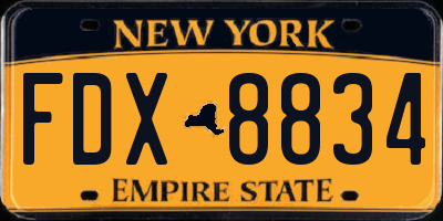 NY license plate FDX8834