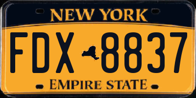 NY license plate FDX8837