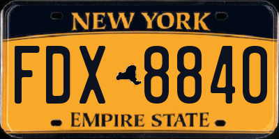 NY license plate FDX8840