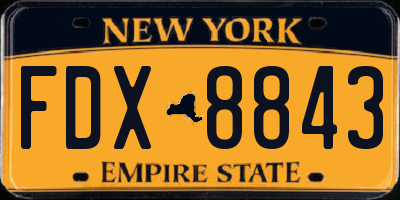NY license plate FDX8843