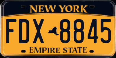 NY license plate FDX8845