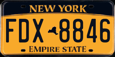 NY license plate FDX8846