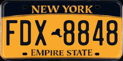 NY license plate FDX8848