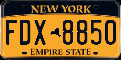 NY license plate FDX8850