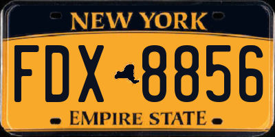 NY license plate FDX8856