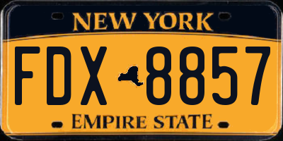 NY license plate FDX8857