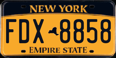 NY license plate FDX8858