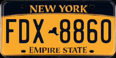 NY license plate FDX8860