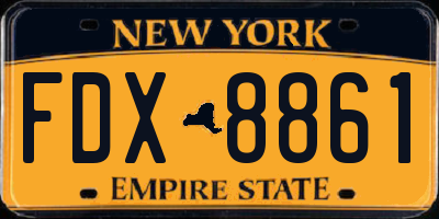 NY license plate FDX8861