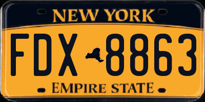 NY license plate FDX8863