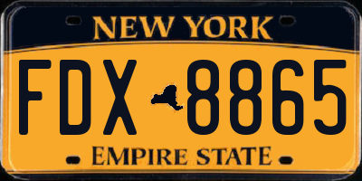 NY license plate FDX8865