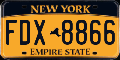NY license plate FDX8866