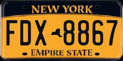 NY license plate FDX8867