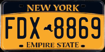 NY license plate FDX8869