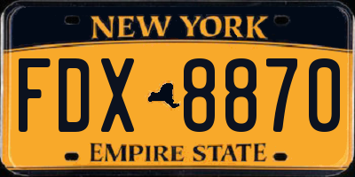 NY license plate FDX8870